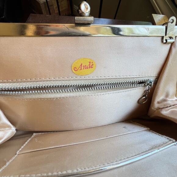 1950s 1960s Ande Silver Metallic Purse Vintage Silver Evening Bag Vintage Clutch - Picture 16 of 16